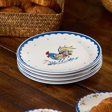 Certified International French Rooster 4-Piece 9-inch Salad Plate Set