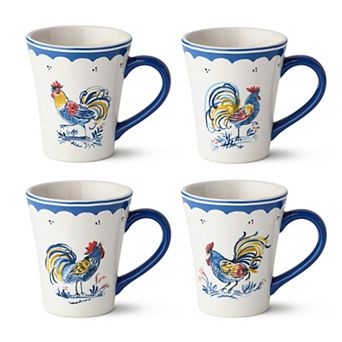Certified International French Rooster 4 pc 16-oz. Mug Set