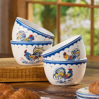 Certified International French Rooster 4-Piece Ice Cream Bowl Set
