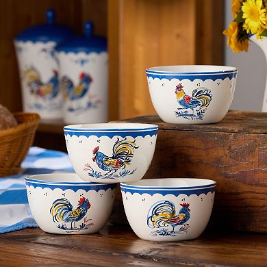 Certified International French Rooster 4-Piece Ice Cream Bowl Set