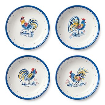 Certified International French Rooster 4 pc Soup Bowl Set