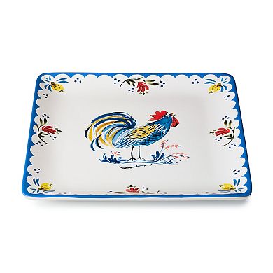 Certified International French Rooster 12.5-Inch Square Platter