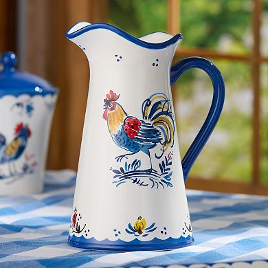 Certified International French Rooster Ceramic Pitcher