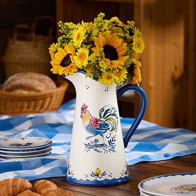Certified International French Rooster Ceramic Pitcher