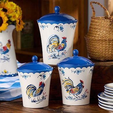 Certified International French Rooster 3-Piece Canister Set