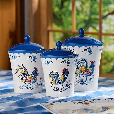 Certified International French Rooster 3-Piece Canister Set