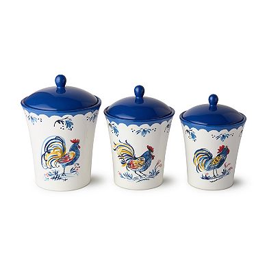 Certified International French Rooster 3-Piece Canister Set