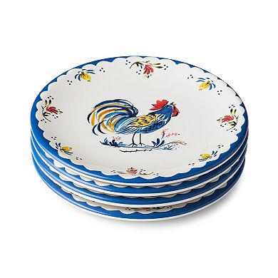 Certified International French Rooster 4-Piece 6-Inch Canape Plate Set