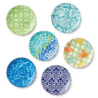 Certified International Pavillion Set of 6 Assorted Dinner Plates