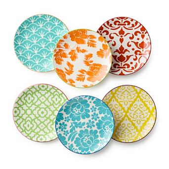 Certified International Pavillion Set of 6 Canape Plates