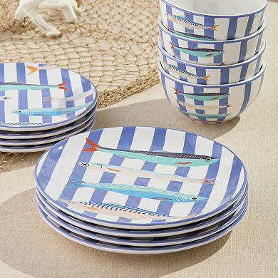 Certified International Something Fishy Set of 4 Dinner Plates