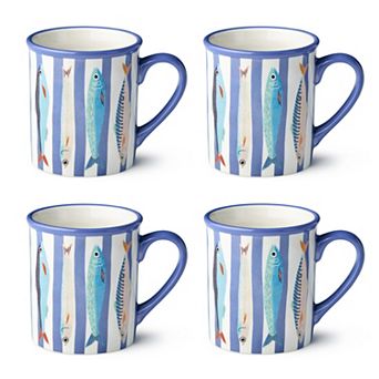 Certified International Something Fishy Set of 4 Mugs