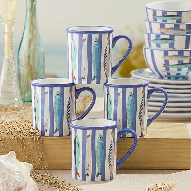 Certified International Something Fishy Set of 4 Mugs
