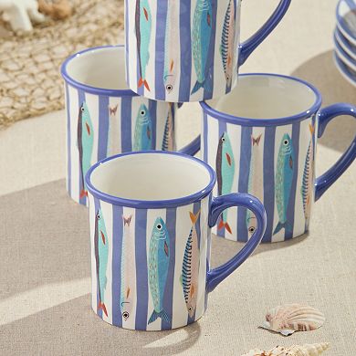 Certified International Something Fishy Set of 4 Mugs