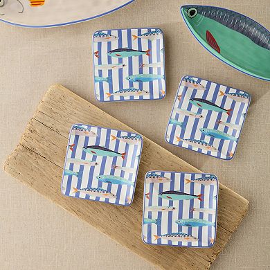 Certified International Something Fishy Set of 4 Canape Plates