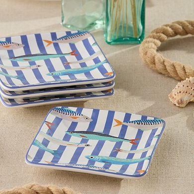 Certified International Something Fishy Set of 4 Canape Plates