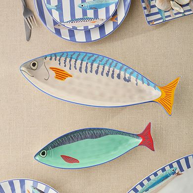 Certified International Something Fishy 2-Piece 3D Fish Platter Set