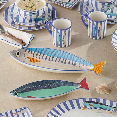 Certified International Something Fishy 2-Piece 3D Fish Platter Set