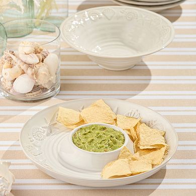 Certified International Coastline Cream Chip & Dip Bowl