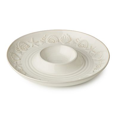 Certified International Coastline Cream Chip & Dip Bowl