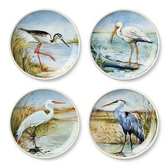 Certified International Coastal Birds Set of 4 Dinner Plates