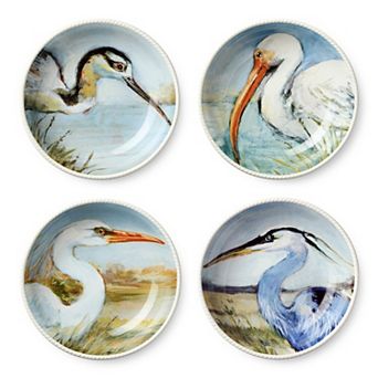 Certified International Coastal Birds Set of 4 Soup Bowls