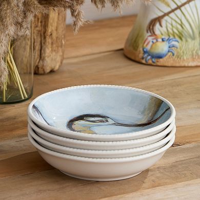 Certified International Coastal Birds Set of 4 Soup Bowls