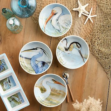 Certified International Coastal Birds Set of 4 Soup Bowls