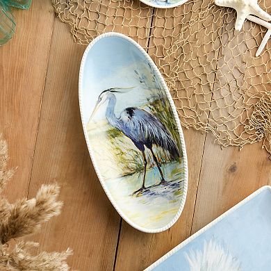 Certified International Coastal Birds Fish Platter