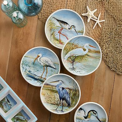 Certified International Coastal Birds Set of 4 Canape Plates