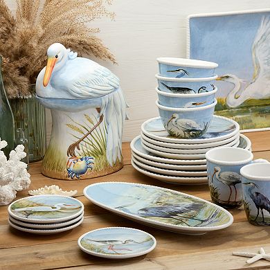 Certified International Coastal Birds Set of 4 Canape Plates