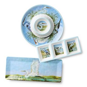 Certified International Coastal Birds 3 pc Melamine Hostess Set