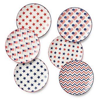 Certified International Patriotic Set of 6 Salad Plates