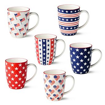 Certified International Patriotic Pad Print Set of 6 Mugs