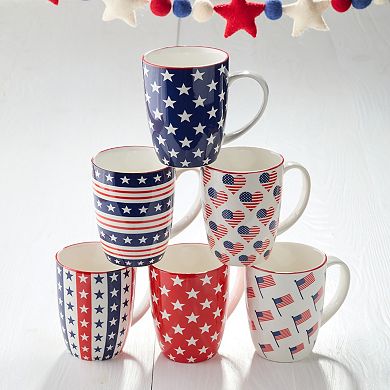 Certified International Patriotic Pad Print Set of 6 Mugs