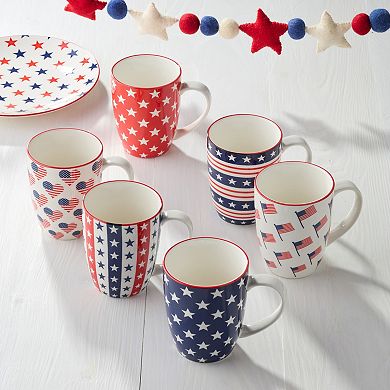 Certified International Patriotic Pad Print Set of 6 Mugs