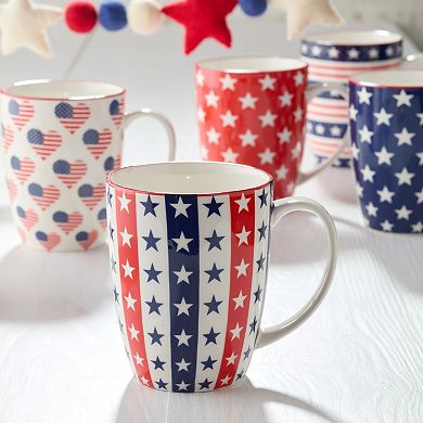 Certified International Patriotic Pad Print Set of 6 Mugs