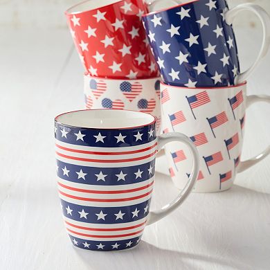 Certified International Patriotic Pad Print Set of 6 Mugs