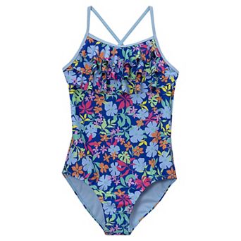 Girls 2-20 Lands' End Chlorine-Resistant X-Back Ruffle One-Piece Swimsuit