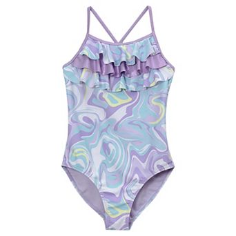Girls 2-20 Lands' End Chlorine-Resistant X-Back Ruffle One-Piece Swimsuit