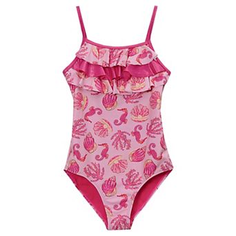 Girls 2-20 Lands' End Chlorine-Resistant X-Back Ruffle One-Piece Swimsuit