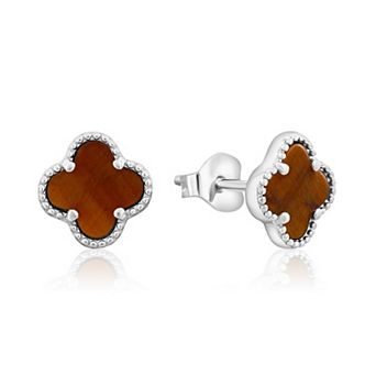 Sterling Silver Clover Stud Earrings