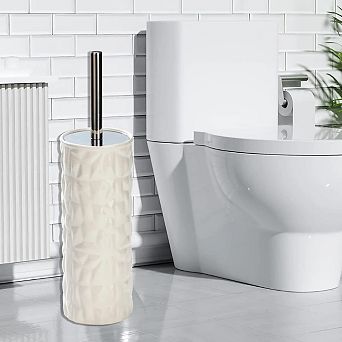 White Faceted Ceramic Toilet Brush