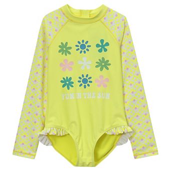 Girls 2-8 Lands' End Chlorine Resistant Long Sleeve Ruffle One Piece Swimsuit