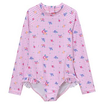 Girls 2-8 Lands' End Chlorine Resistant Long Sleeve Ruffle One Piece Swimsuit