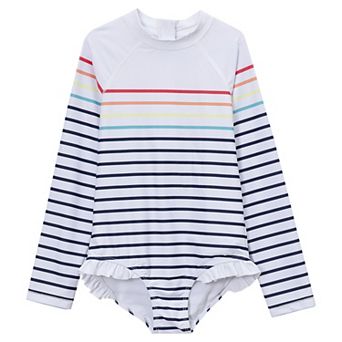 Girls 2-8 Lands' End Chlorine Resistant Long Sleeve Ruffle One Piece Swimsuit