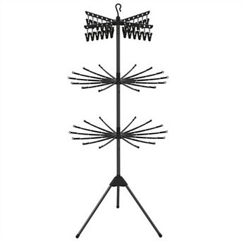 Foldable Tripod Clothes Drying Rack with 3 tier Design 24 Clips 32 Rods