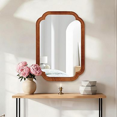 Solid Wood Frame Decorative Wall Mirror with Rounded Corners