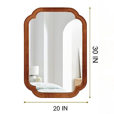 Solid Wood Frame Decorative Wall Mirror with Rounded Corners