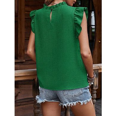 Women's Summer Blouse Tops Ruffle Cap Sleeve Dressy Casual Work Shirts